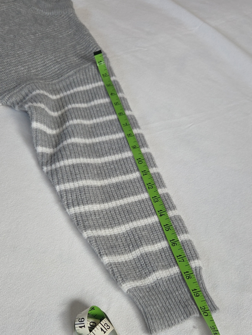 Women's Grey Ans White Striped Half-Zip Sweater - Picture 8 of 8